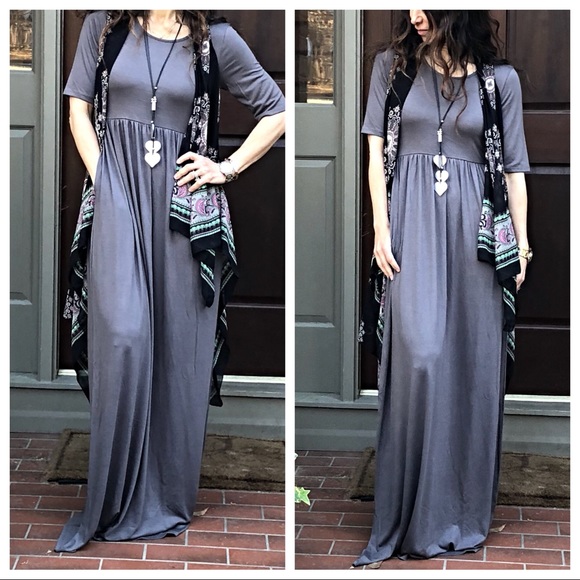 ✨LAST ONE ✨Grey long side pocket maxi dress - Picture 7 of 8